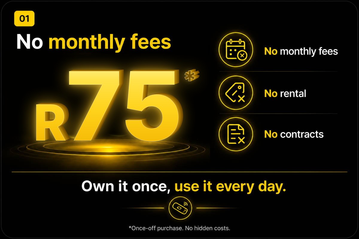 No monthly fees. R75 once-off purchase. No rental, no contracts, no hidden costs. Own it once, use it every day.